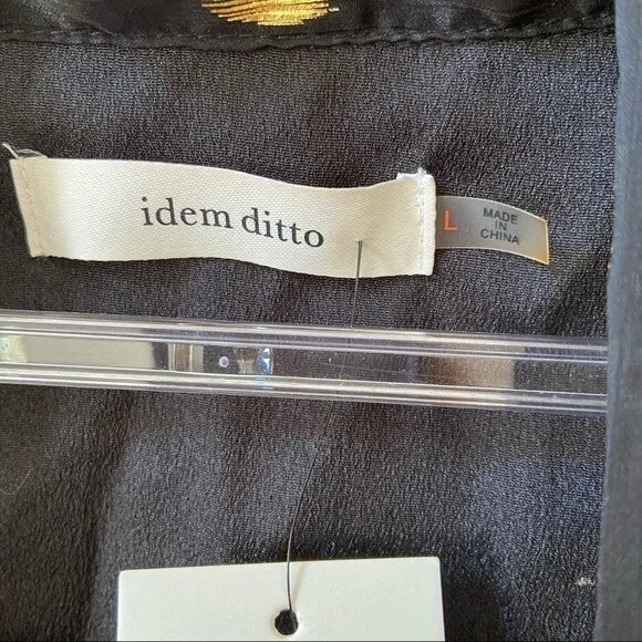 Idem Ditto Chiffon Ruffle Black Gold Dress  L NWT - Picture 7 of 16